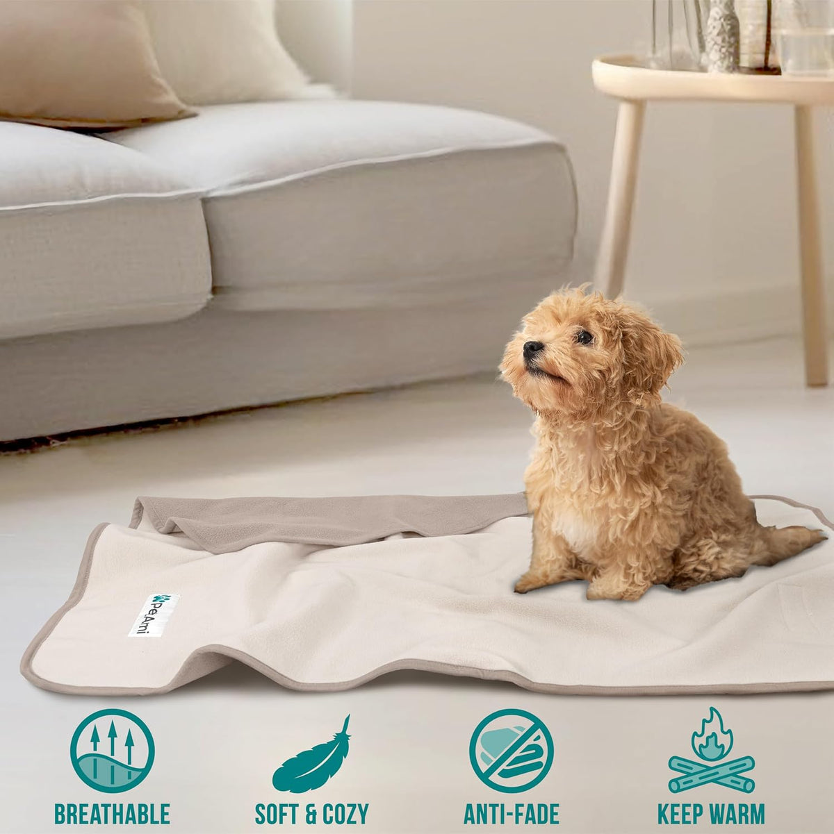 PetAmi Waterproof Dog Blanket, Leakproof Pee Proof Cat Blanket - Taupe/Beige / Large (40x60) - image 4