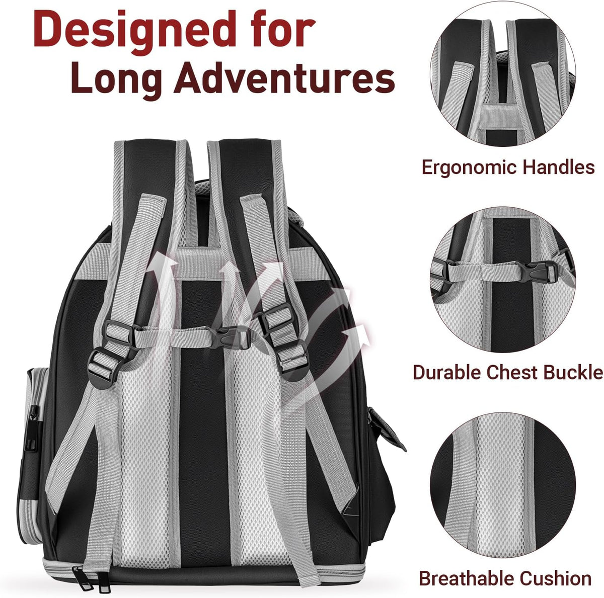 Cat Backpack Carrier Clear Bubble Window for Cats & Small Dogs up - Black - image 4