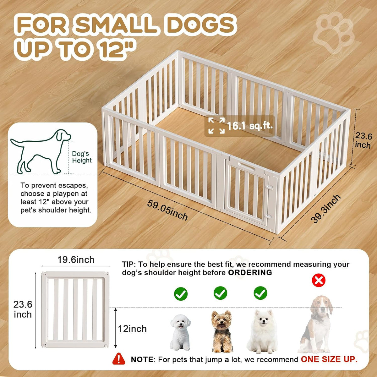 Dog Playpen Indoor, Puppy Playpen, White 23.6" H, 10 Panels - white / 10 / 23.6 inch Height - image 2