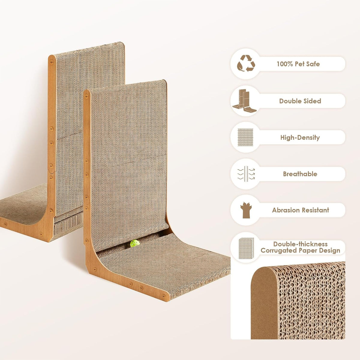 EHEYCIGA Cardboard Cat Scratcher for Indoor Cats - Brown / 16.6x16.5x26.8 - image 3