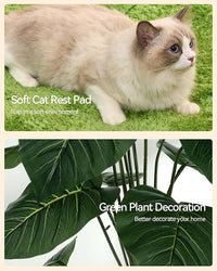 FourFurPets Large Cat Tree with Leaves, 72.8-Inch Cat Tower for Indoor Cats, Modern Cat Tree with Scratching Post, Large Perch, Tunnels, Swing Ball, Self Groomer, Greige