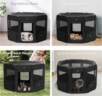 PETSFIT 45.5" Dog Playpen with Dual Zipper Doors –Sturdy Foldable Pet Playpen for Large & Medium Dogs with Removable Mesh Top and Leakproof Bottom