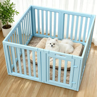 Dog Playpen Indoor, Puppy Playpen, White 23.6" H, 10 Panels - blue / 8 / 23.6 inch Height