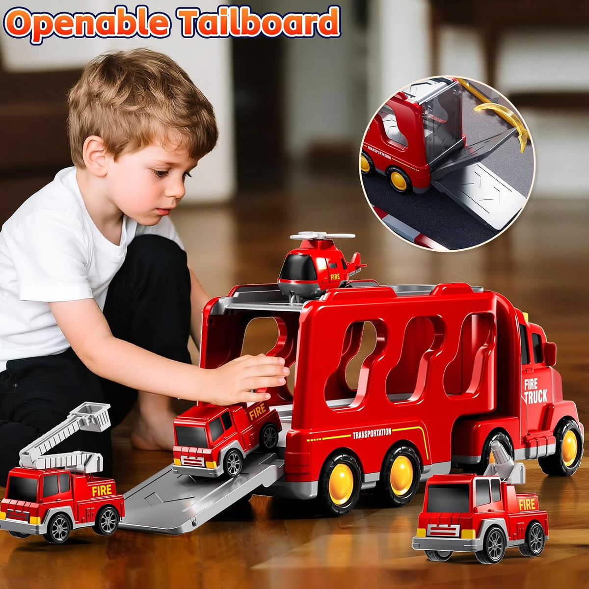 Fire Truck Toys for Kid 3-5 - Red / 5in1 - image 2
