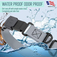 Dogline Biothane Waterproof Dog Collar with Herm Sprenger Stainless Steel Quick Release Buckle – Heavy Duty Tactical Durable Collar for Dogs – Comfortable and Safe Pet Collar, W 3/4" L 12-19", Gray