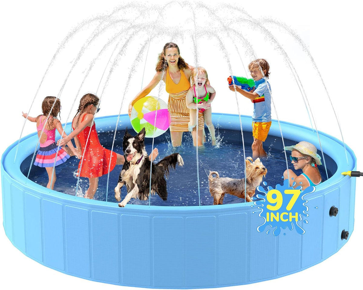 47'' Foldable Dog Pet Bath Pool, Heavy Duty Non-Slip Kiddie Pool - 5XL-97'' Dog Pool