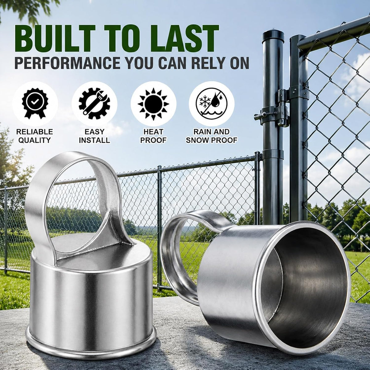Therwen 12 pack aluminum chain link fence ring caps for 2-3/8 inch posts - view 14