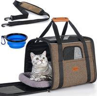Morpilot Cat Carrier Soft for Large Medium Cats and Puppy up to – Essentials for Dogs - Brown / 18.0"L x 12.5"W x 14.0"H