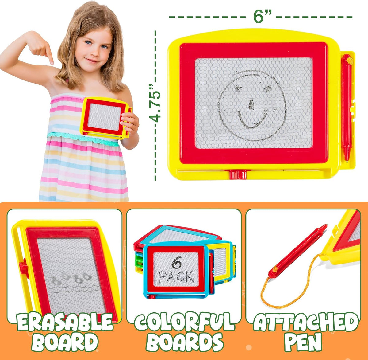 Magnetic Drawing Boards for Kids Erasable Sketch Tablets – Fun for Kids & Family - 6-Pcs - image 3