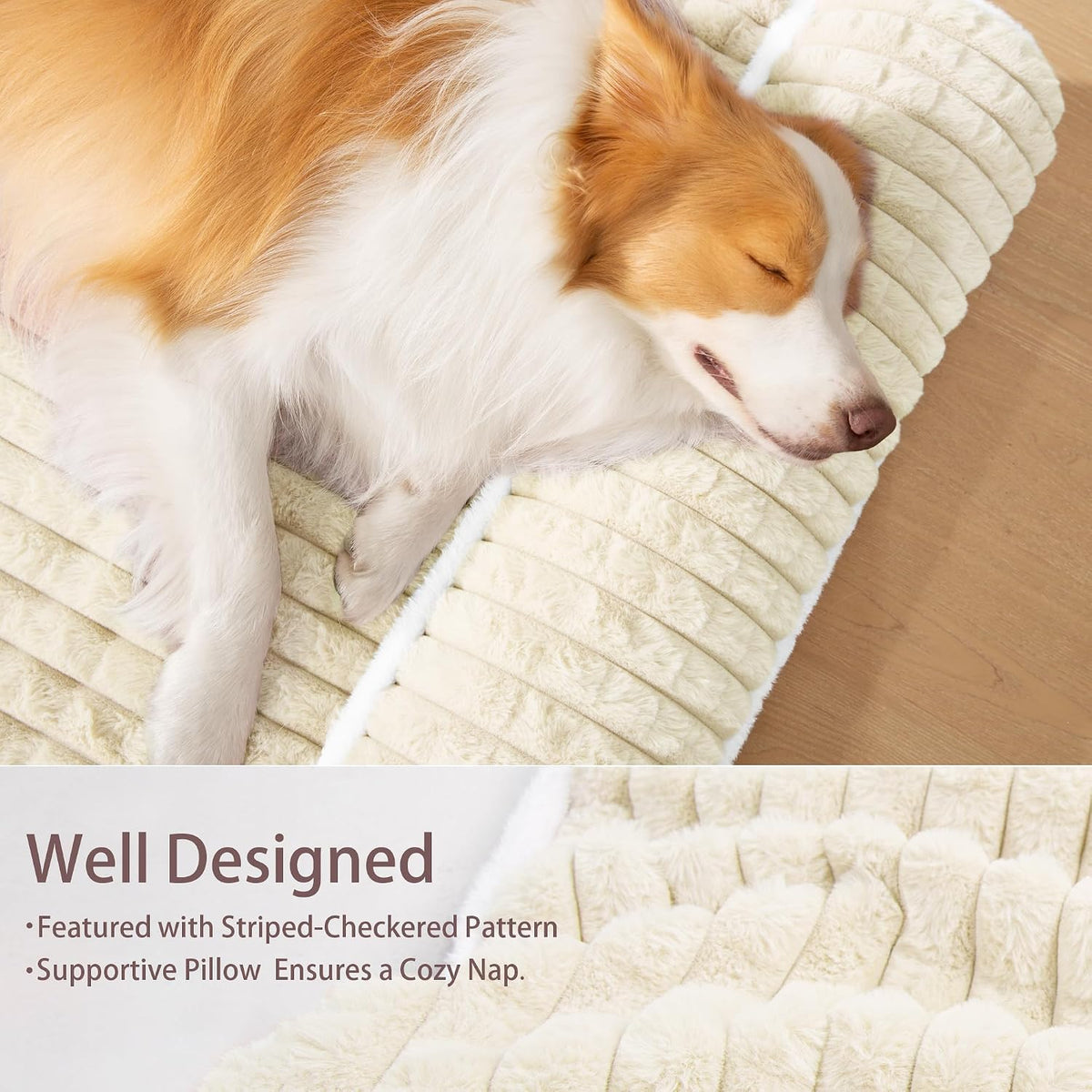 Orthopedic Large Dog Bed Pillow Pet Sofa Bed 36''X24'' Grey – Essentials for Dogs - Ivory / 48"L x 30"W x 3.5"Th - image 4