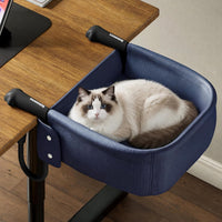 Extra-Sturdy Cat Desk Bed for Large Cats 50lbs Desk Cat Bed Attachment – Essentials for Cats - Blue