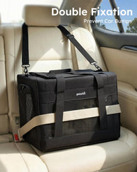 Pecute Cat Carrier, Portable Travel Pet Carrier with Stable Structure, Grey – Essentials for Cats - Dark Grey / 16.7"L x 11.8"W x 12.5"H - image 3