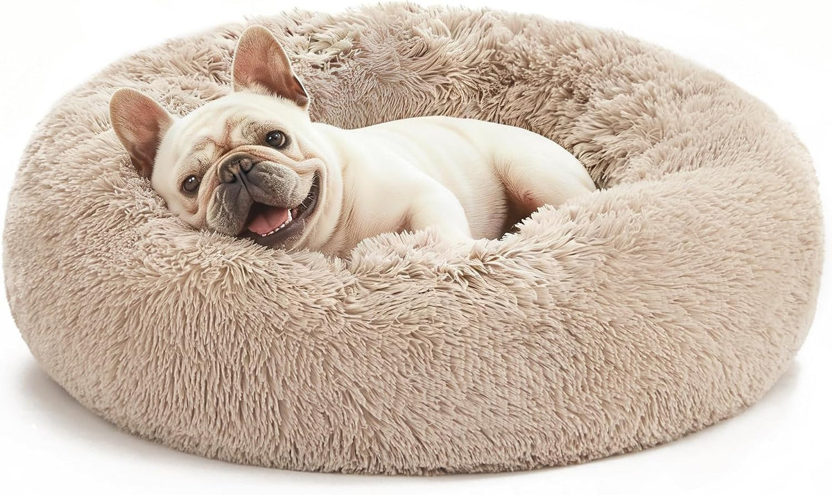Love's cabin Calming Cat Bed for Indoor Cats - Beige Taupe / 20"