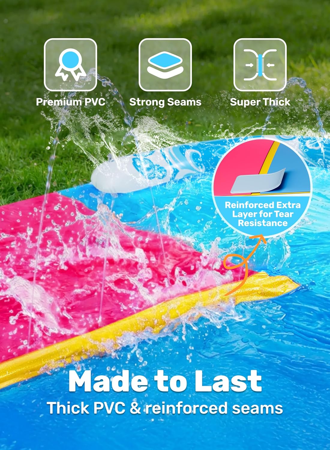 JOYIN 22.5ft Water Slides and 2 Bodyboards - Blue, Pink / 32.5ft - image 4