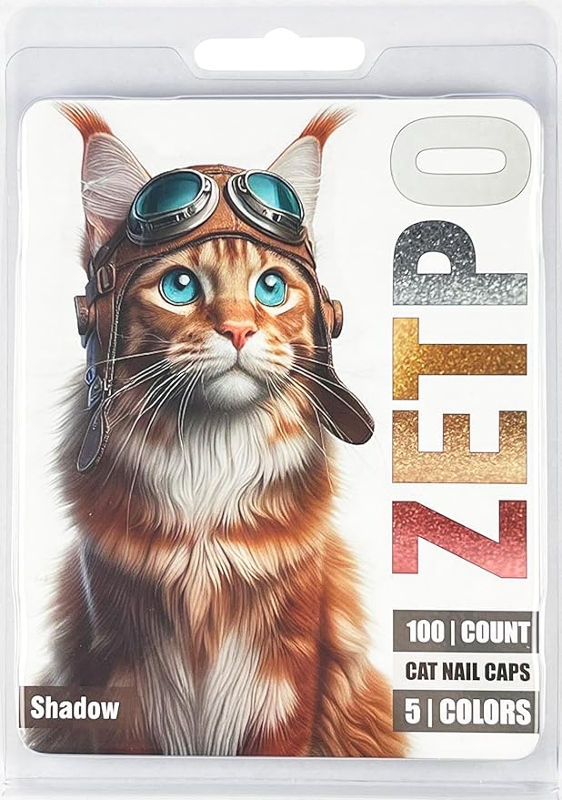 zetpo 100 pcs Cat Nail Caps | Cat Claw Covers | with Adhesives and Applicators (L, Metal Red, Bronze, Gold, Silver, Pearl White)
