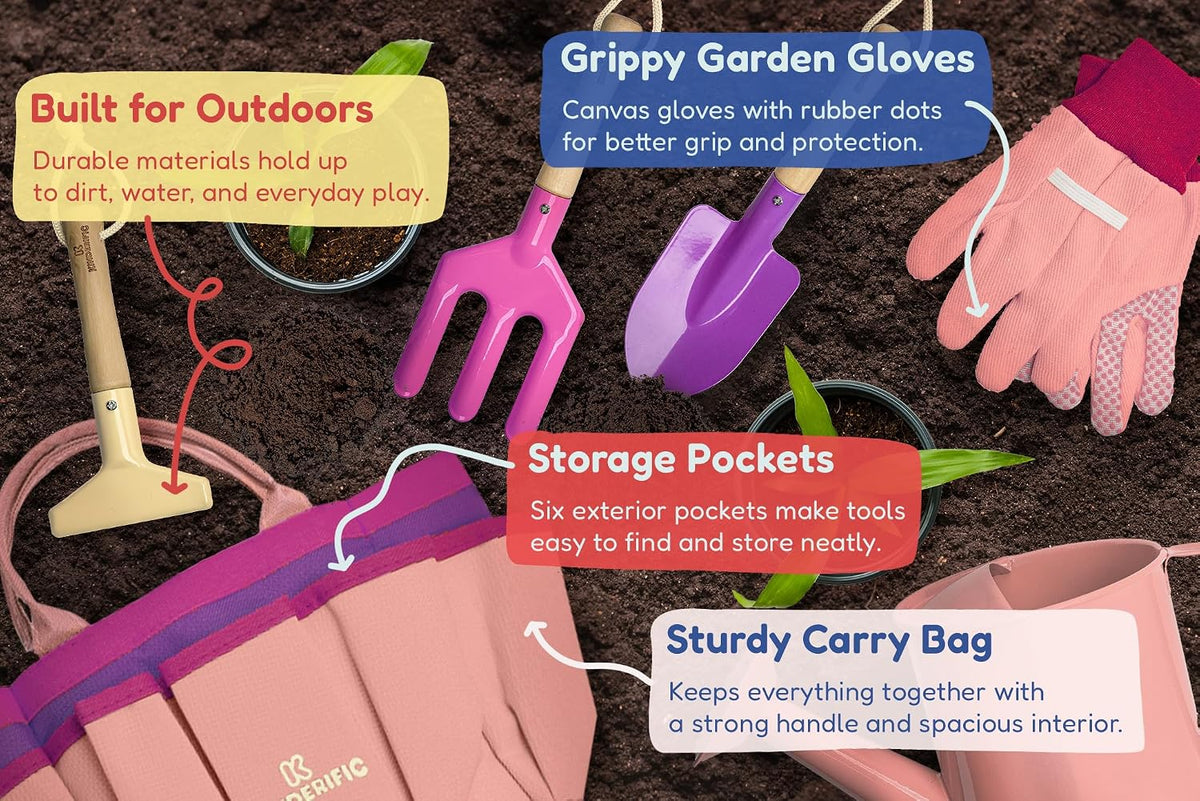 Gardening Set, Tool Kit, for Kids, STEM, Includes Tote Bag - Princess Pink - image 4