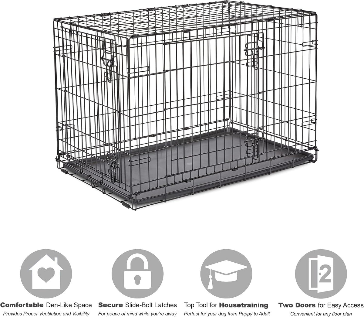 New World by Midwest 42-Inch Single Door Crate, for Large Breeds - Double Door - Black / Medium (36"L) - image 3