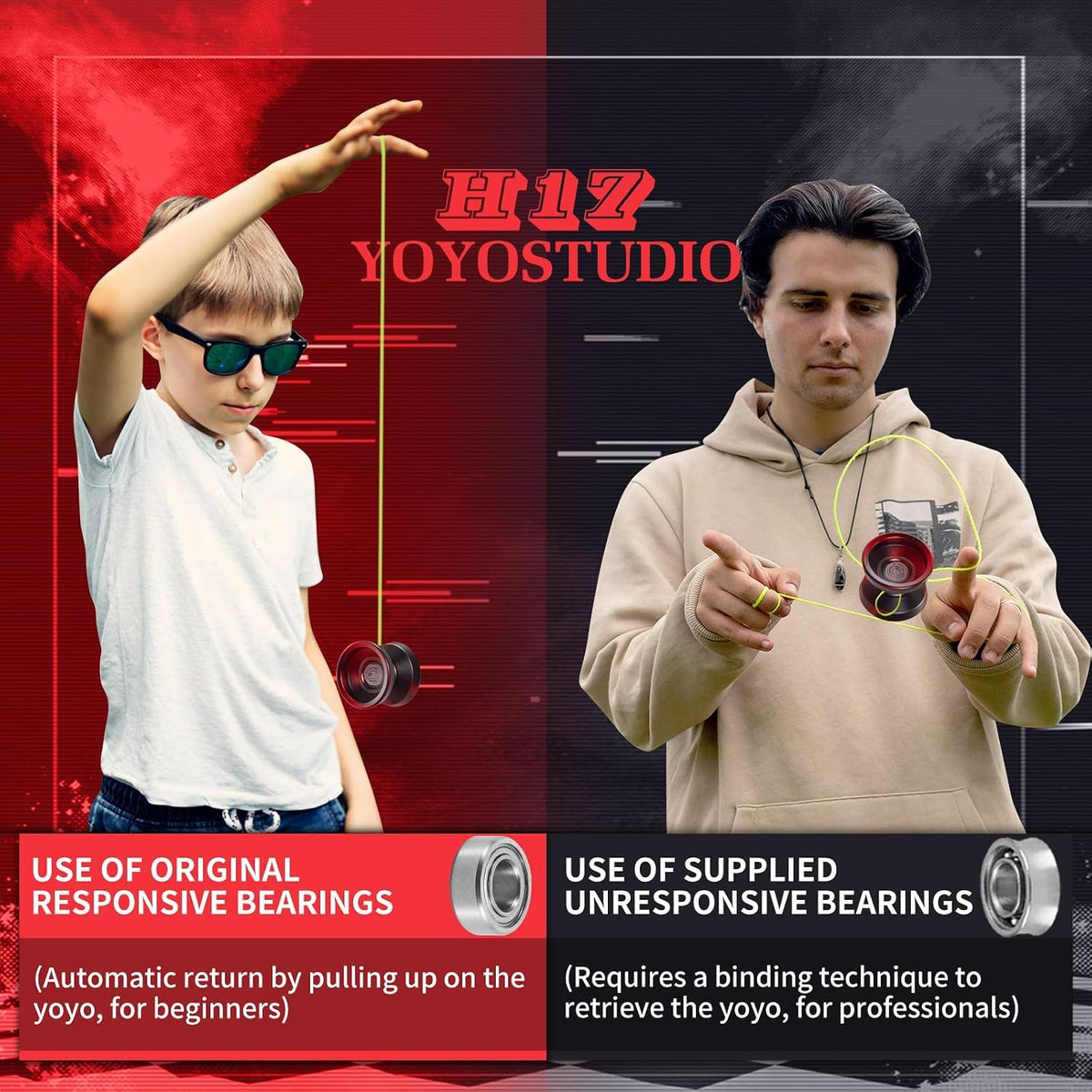 YOYOSTUDIO H17 dual purpose aluminum trick yoyo with strings, glove and case - view 18