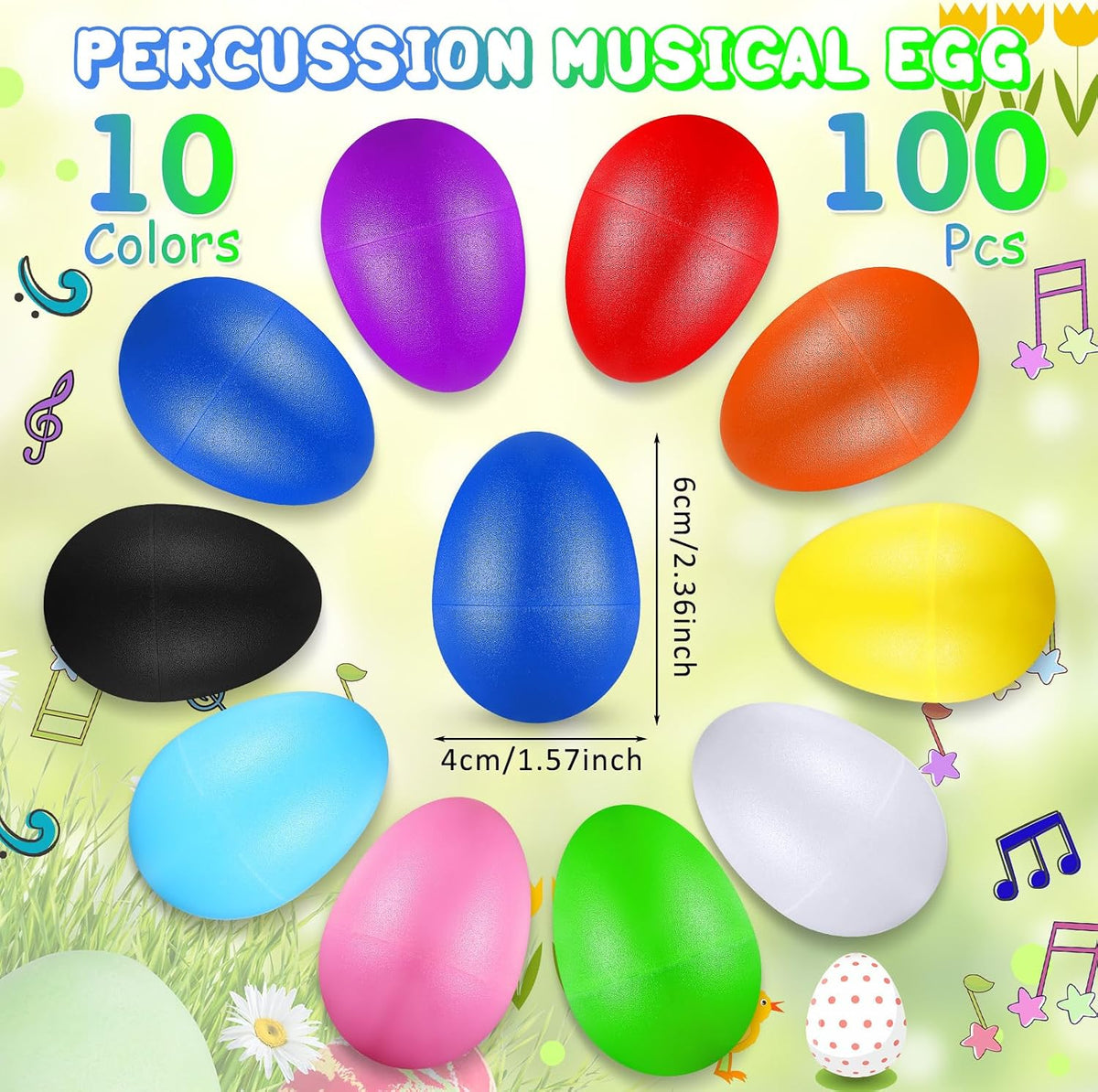 Yeshone 100 plastic egg shakers in 10 bright colors - view 14