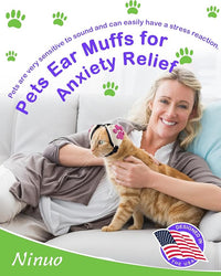 Calming Earmuffs for Cats and Small Dogs - for Anxiety Relief - Noise Canceling for Fireworks, Thunderstorms, Pet Grooming & Force Drying - Dog Ear Muffs Noise Protection (White, Medium)