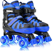 NEMONE Mermaid Adjustable Light up Roller Skates for Girls Boys – Fun for Kids & Family - B- Shadow Dinosaur / Small - Little Kid