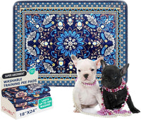 Washable Pee Pads, Super Absorbent Puppy Pads - Blue Medallion / 18"*24"(Pack of 2)