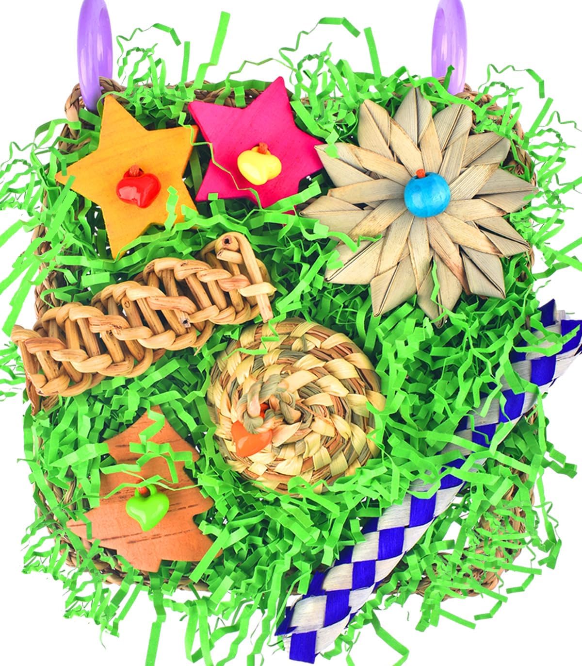 KATUMO Bird Toys, Grass Mat Shredding Hanging Toy for Budgie Parakeet – Essentials for Birds - Green decor