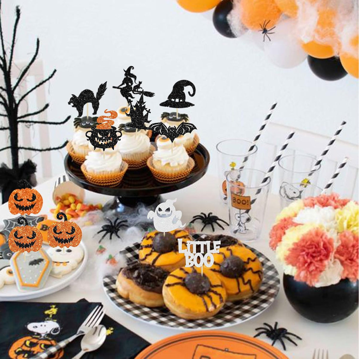 Gyufise Halloween baby shower cupcake toppers with Oh Baby ghost designs on picks - view 28