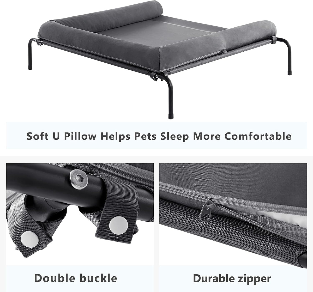 WESTERN HOME Cooling Elevated Dog Bed for Large Dogs - 43.0"L x 31.0"W x 8.0"Th / Grey - image 3