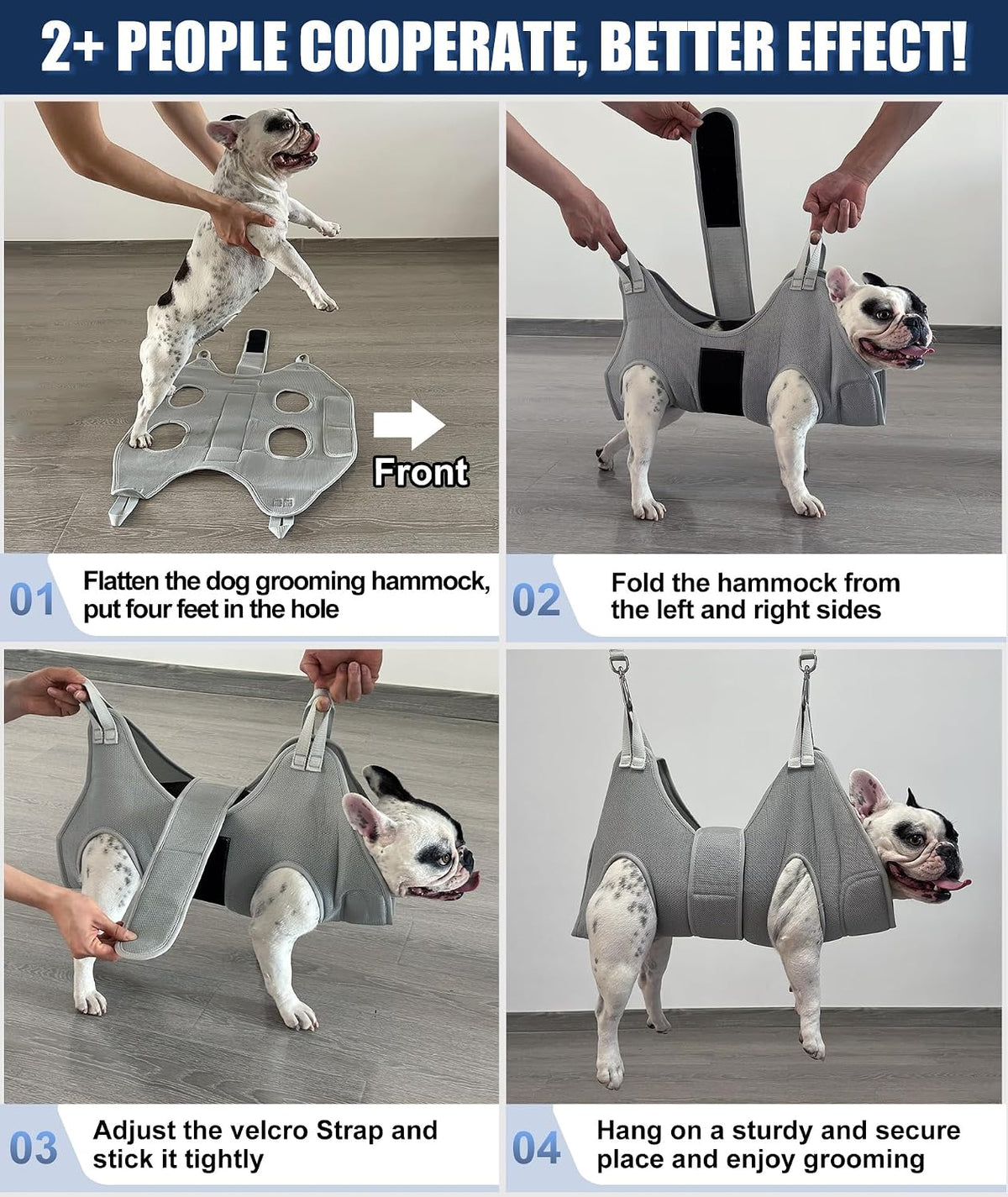 Dog Grooming Hammock Harness, Small Dog Groming Sling - XXL (120 LB Max) Silver Grey 16-27in - image 3