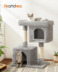 Feandrea Cat Tree, Plush Kitten Condo - L (23.6"L x 15.7"W x 33.1"H) / Light Gray - image 2