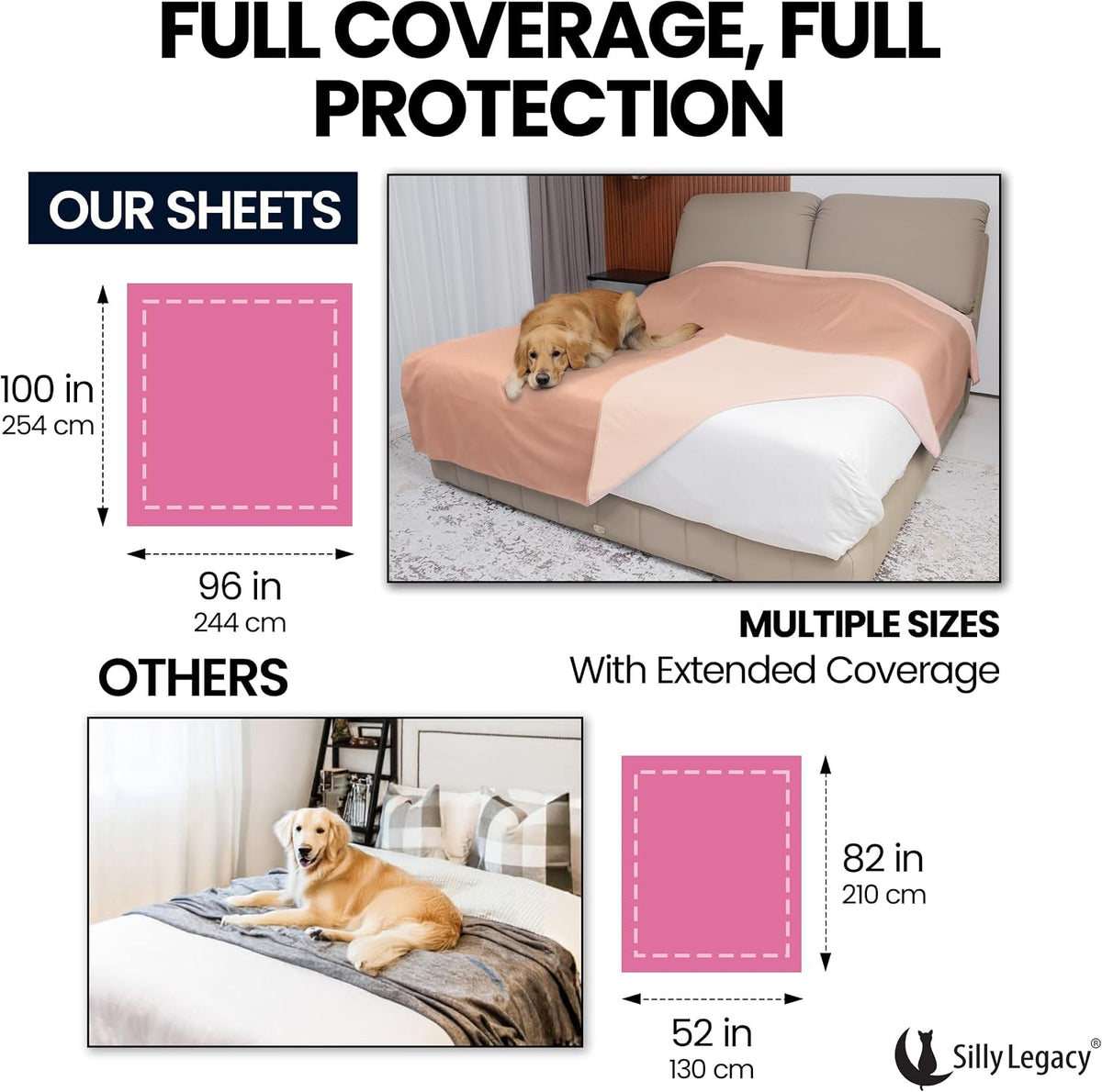 Thin Reversible Waterproof Protective Bed Cover, for Pets - King 96 x 100 inch / Peach - image 4