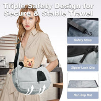 Cat Sling, Dog Carriers for Small Dogs up to 8.8 lbs Kitten and Puppy, Breathable Cats Carrier Pouch Pet Purse with Pockets, Hands-Free Pet Carrier with Safety Harness for Travel, Gray