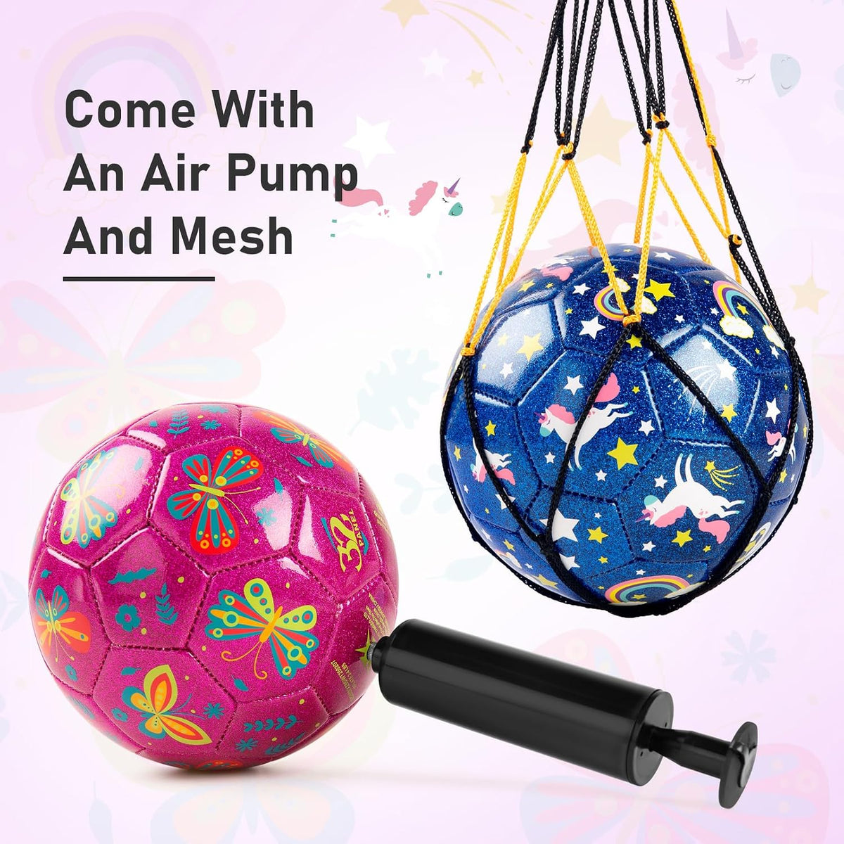 ZOOJOY size 3 kids soccer ball with pink unicorn glitter design - view 17