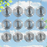 ToBeAce stainless steel bird deterrents, silver 3D reflective wind spinners - view 2