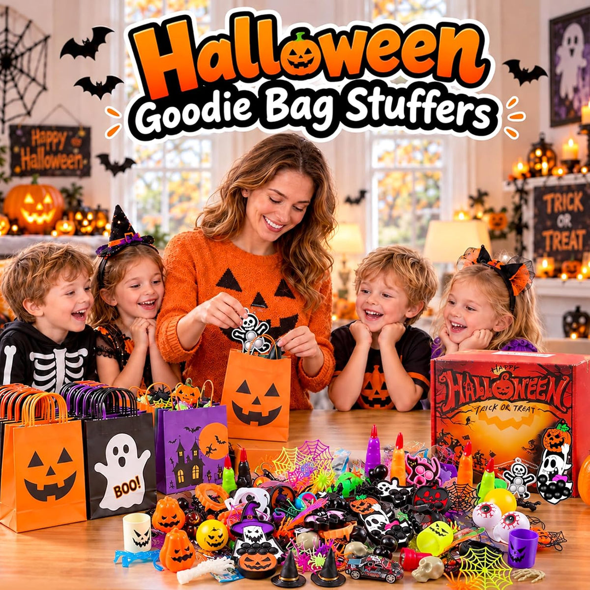 ChildFun 350 piece Halloween party favors set with assorted non-candy toys - view 3