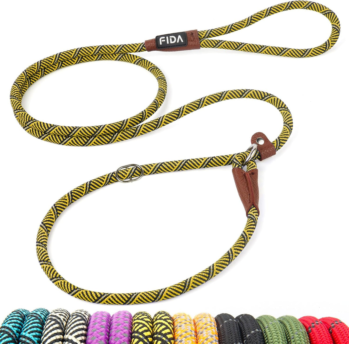 Fida Durable Slip Lead Dog Leash - Small (3/8" x 6 ft) / Yellow