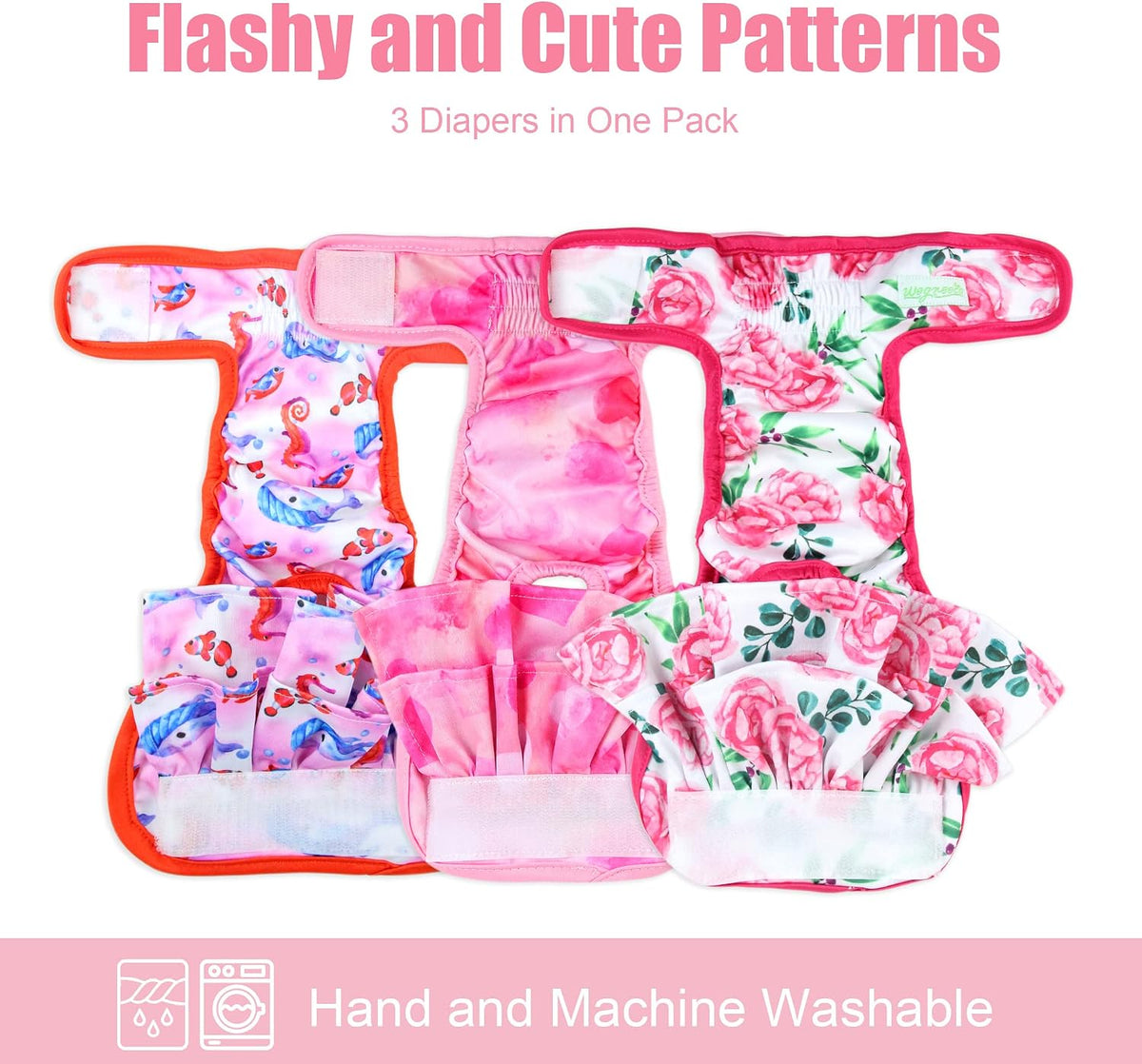wegreeco Dog Diapers Female - X-Large (Pack of 3) / Ocean of Flowers - image 2