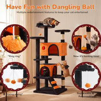 Sweetcrispy 54-inch Cat Tree Tower with Scratching Posts - Black & Orange / 54IN - image 4