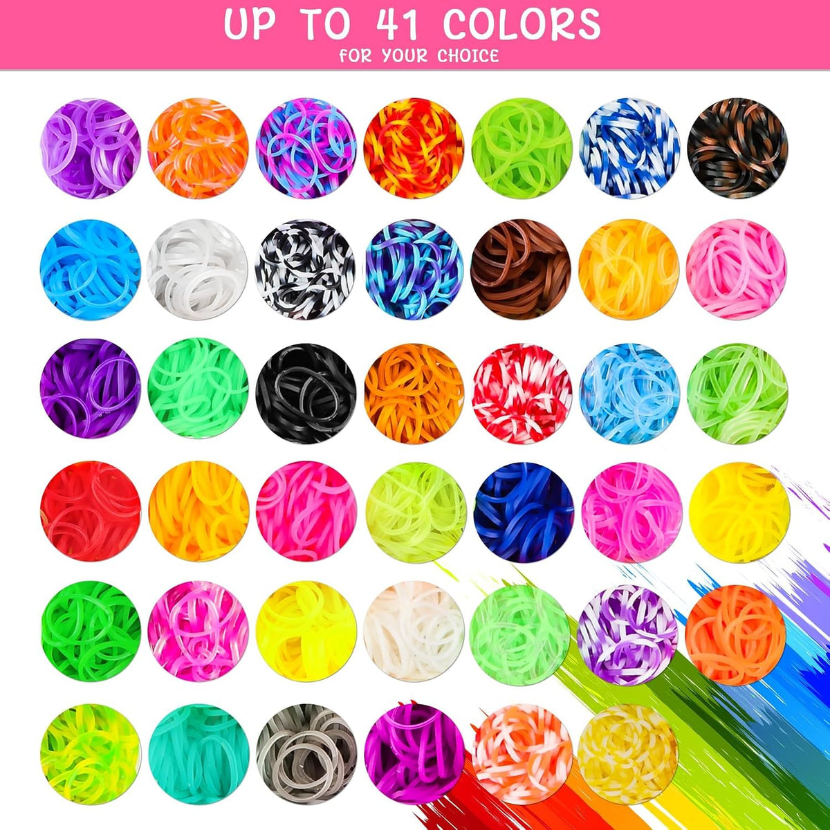 Loom Rubber Band Bracelet Kit, 3000+ 30-Color, Storage Case - Multicolor 6000+ - image 2