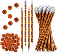 Tinlade 72 Pcs Sports Pencils and Erasers for Boys, Party Favors – Fun for Kids & Family - Basketball