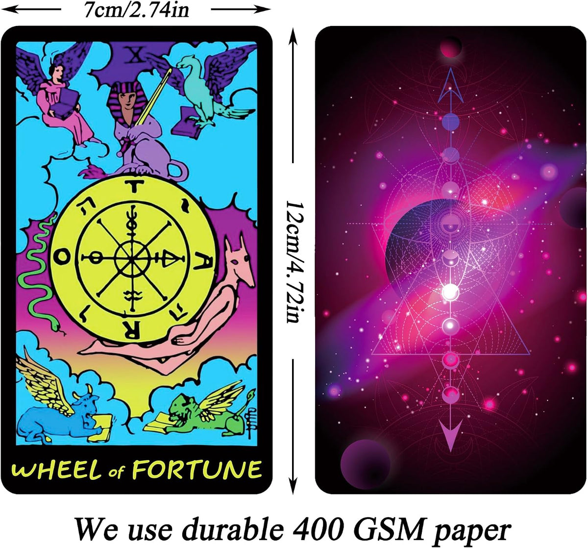 Jrskvaro colorful neon tarot cards deck with 78 cards and beginner guidebook - view 2