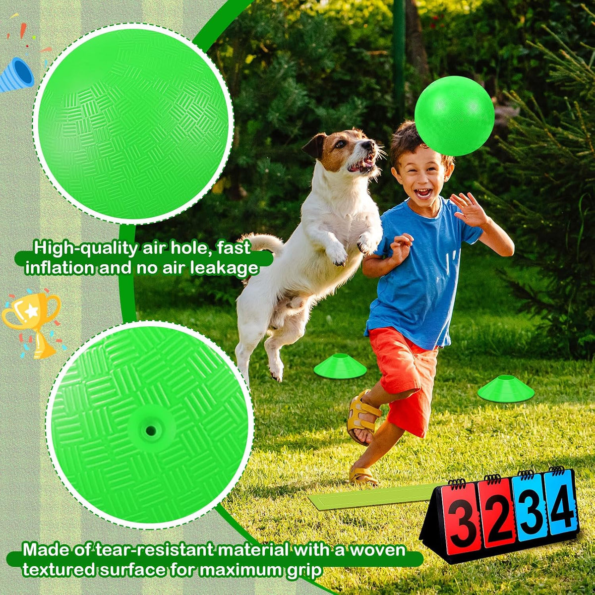 Jenaai blue kickball set with 10 inch ball, rubber bases, cones, scoreboard and pump - view 29