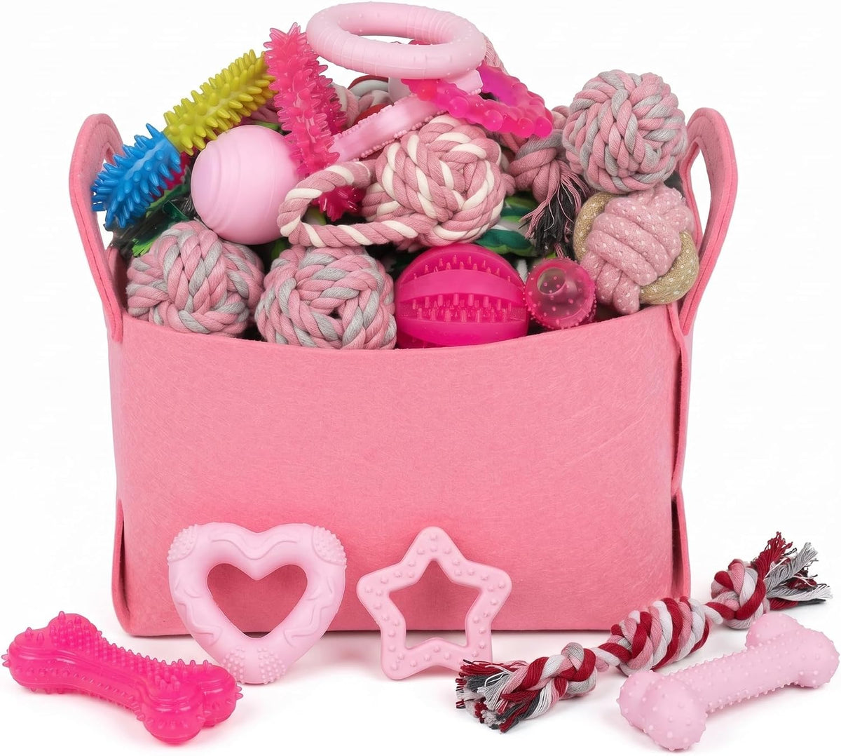 20 Pack Luxury Puppy Teething Chew Toys for Small Dogs and Puppies – Essentials for Dogs - Pink