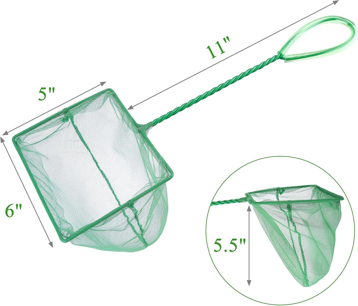 Mogoko 2 Pack Aquarium Net Fish Net Small Net Multi-Size Fine Mesh - 1. Green / 6 Inch - image 2