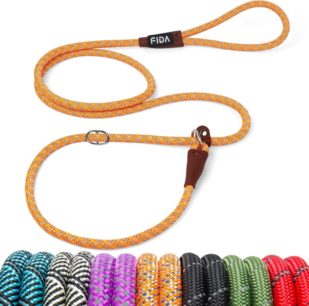 Fida Durable Slip Lead Dog Leash - Small (3/8" x 6 ft) / Orange
