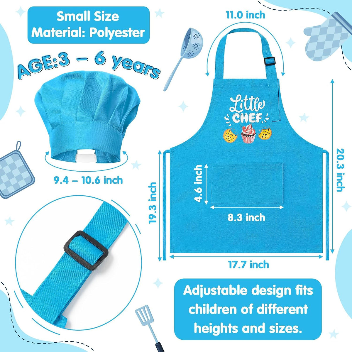R HORSE Kid Apron and Chef Hat Set - Little Chef - image 2