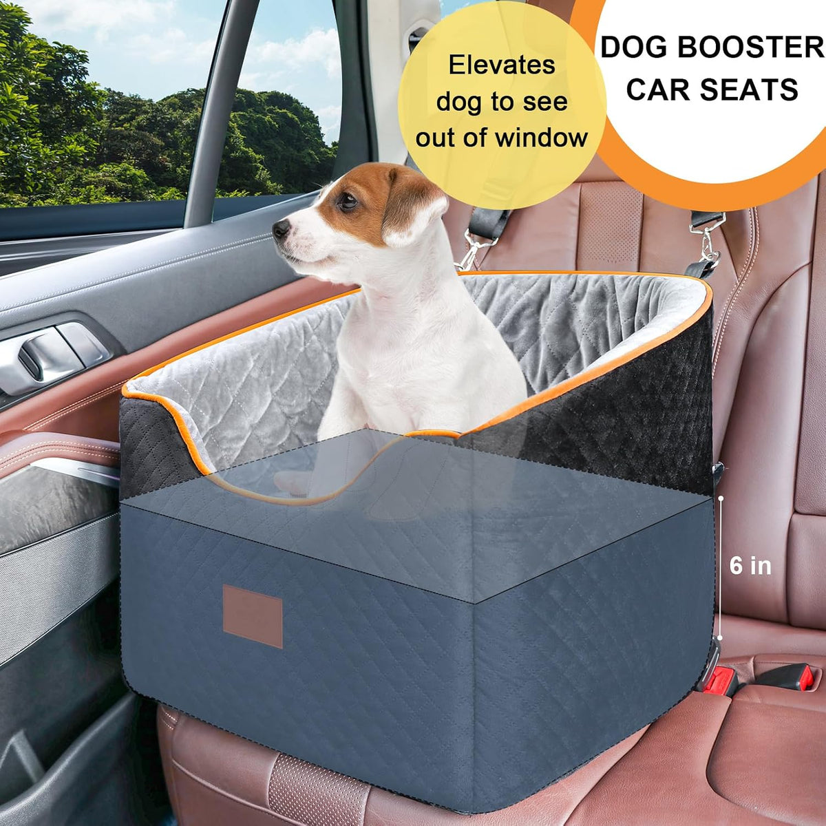 XIEEAOZEE Dog Car Seat for Small/Medium Dogs & Cats Under – Essentials for Dogs - Black/Gray - image 3