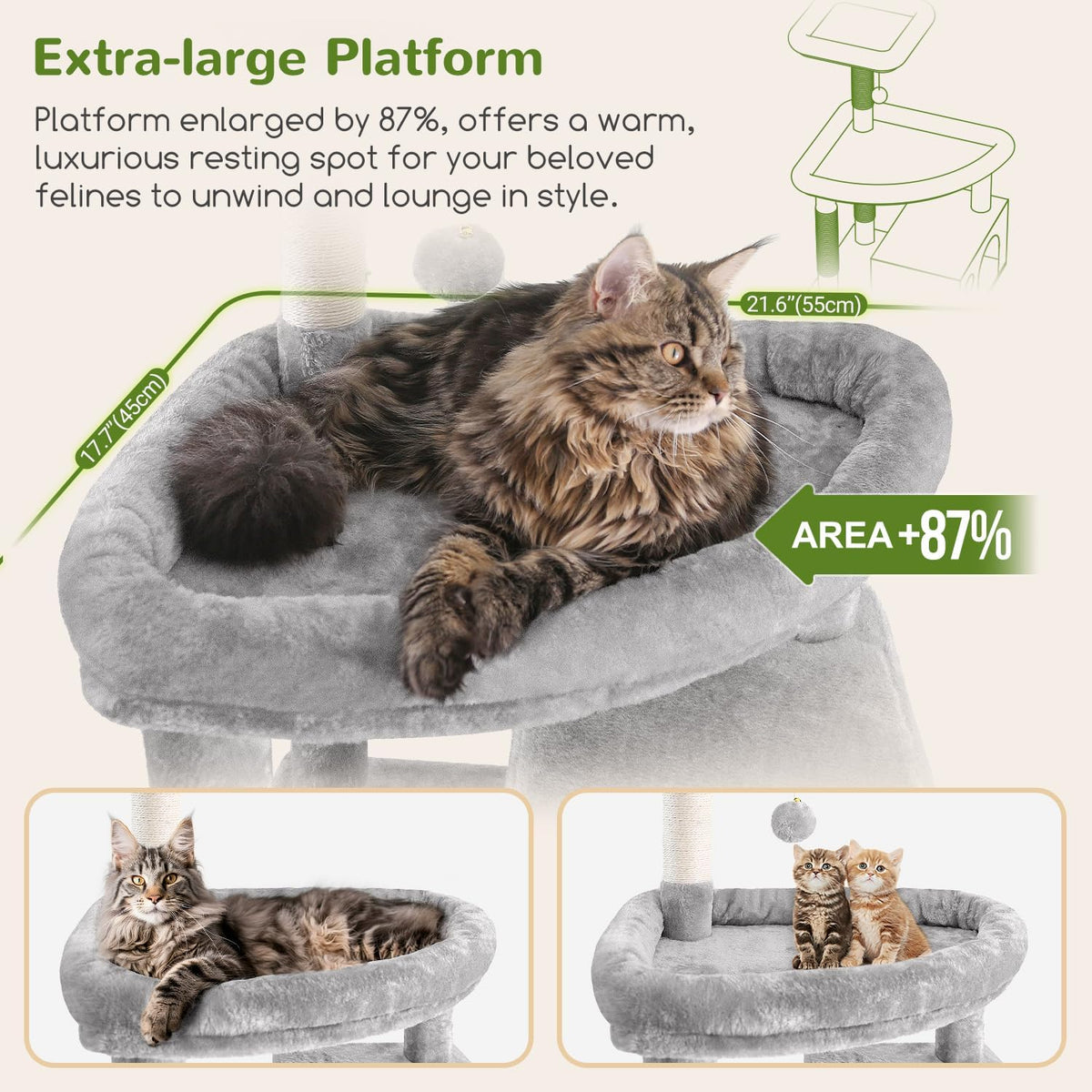 Globlazer Giant Cat Tree for Indoor Large Cats, F83 - 83inch / Ligth Grey - image 2
