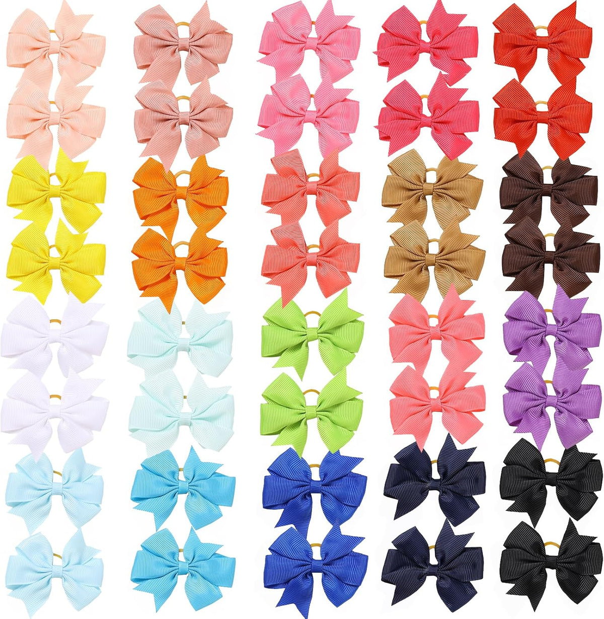 Puppy Dogs Hair Barrettes Bows with Rubber Bands - Style D40pcs